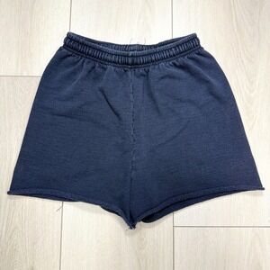 VTG 80s 90s Black Cotton Size Small Gym Sweat Shorts USA Made Elastic Waist